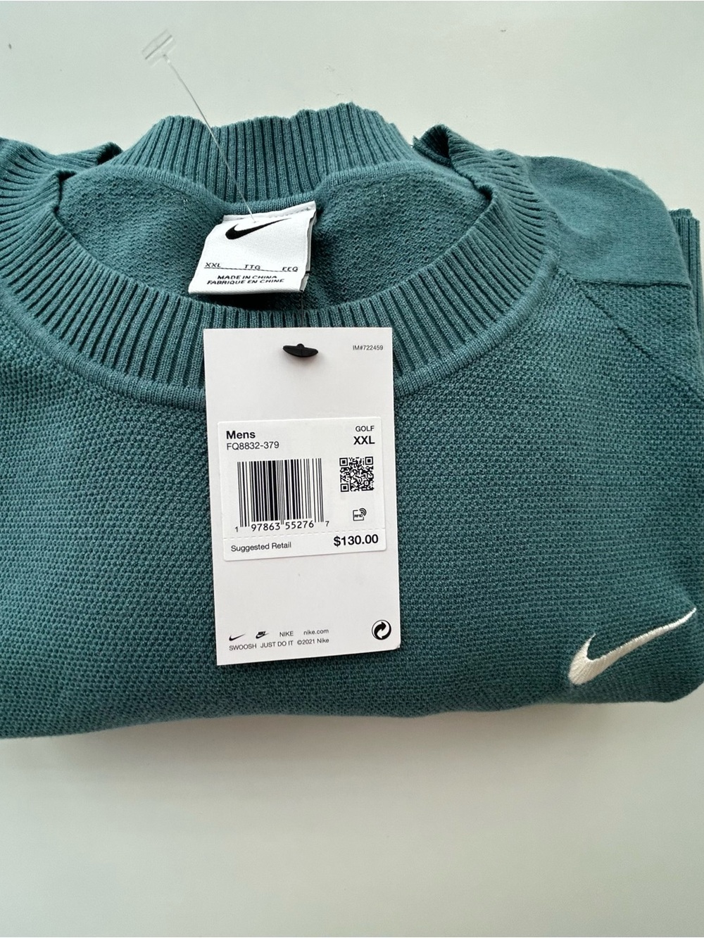 Nike Men’s Crewneck Sweater — Teal Green with White Swoosh